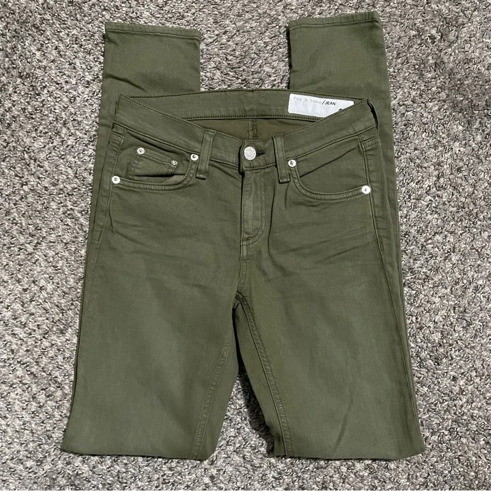 Rag & Bone‎ Mid Rise Skinny Army Olive Green Jeans Size 25 - Picture 8 of 14
